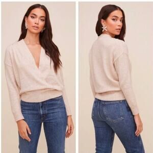 ASTR the Label Pleated Faux Wrap Sweater in Oatmeal
